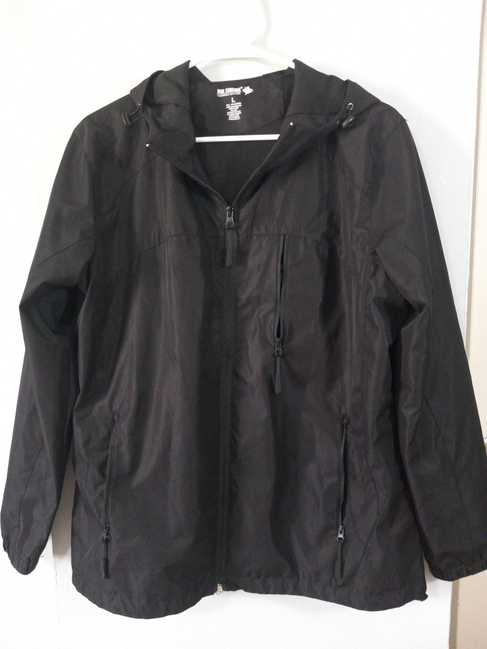 Reel Legends Black Hooded Utility Windbreaker Size L